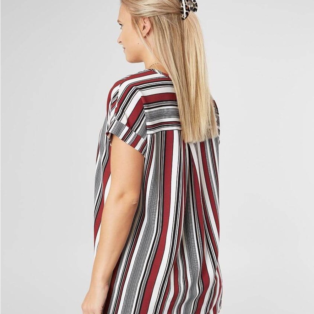 Daytrip Striped Blouse - Burgundy, Black, White